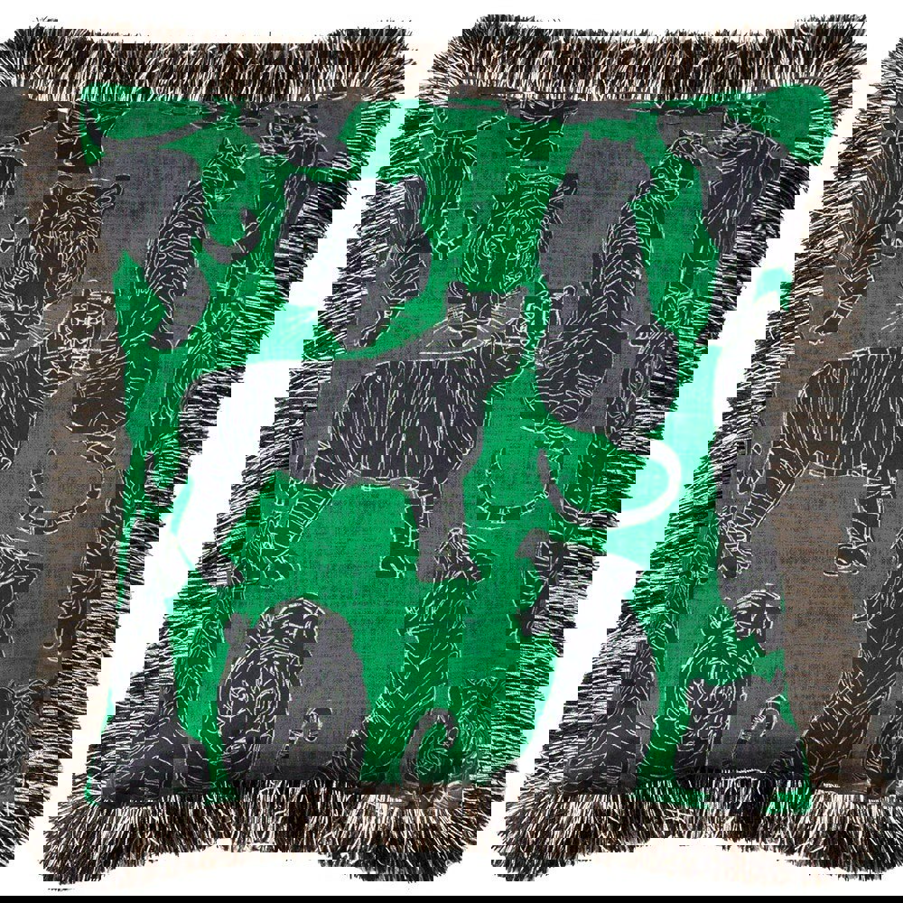 Furn Wildcat Fringed Velvet Tiger Cushion Cover - Jungle Green