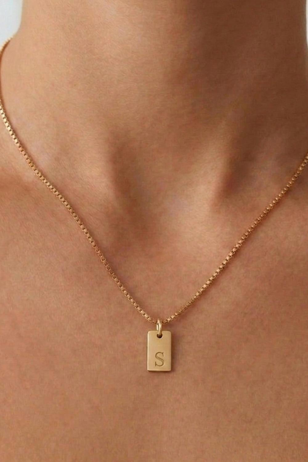 Serla Initial Pendant Gold Plated Necklace Letter S