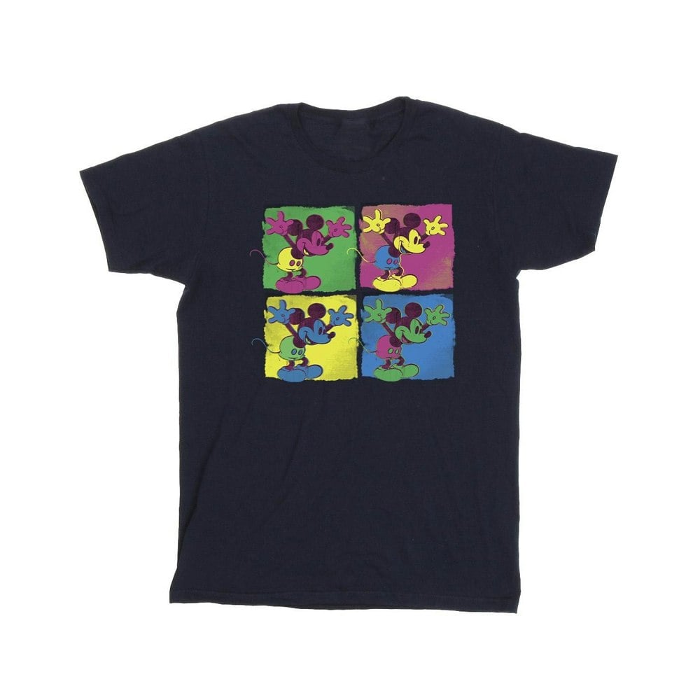 Disney Mens Mickey Mouse Pop Art T-Shirt - Navy Blue
