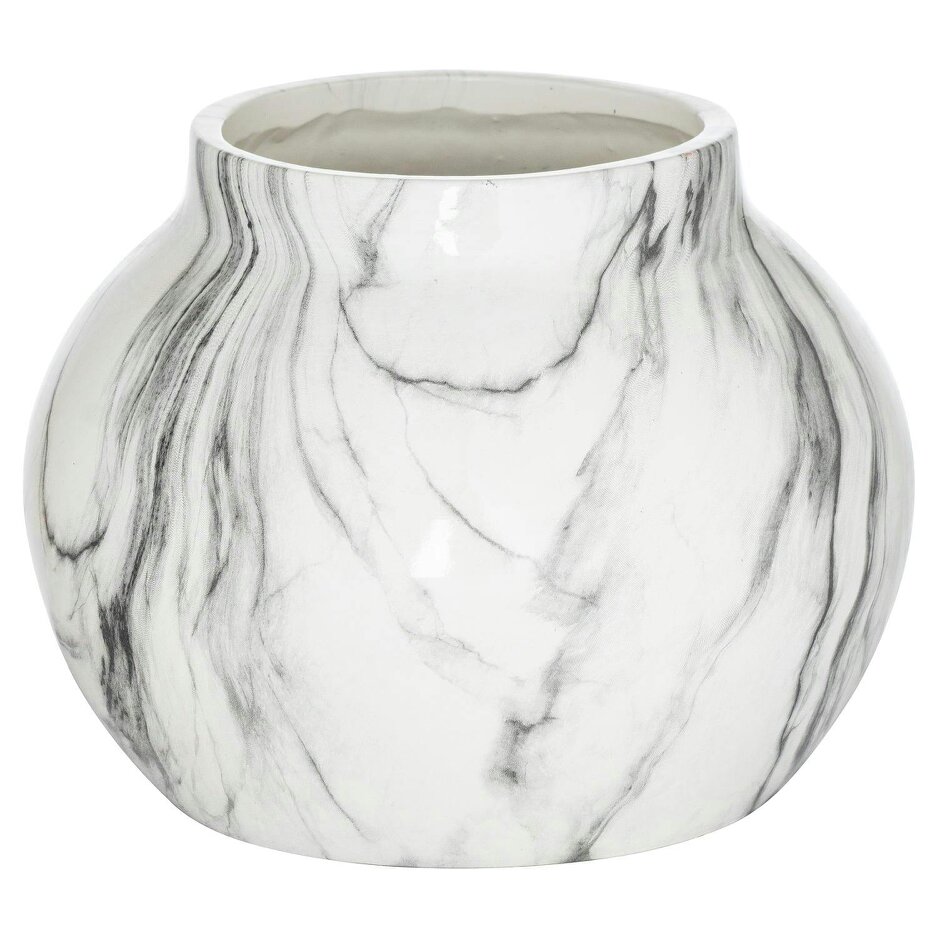 Wyld Haus White Marble Effect Ceramic Planter