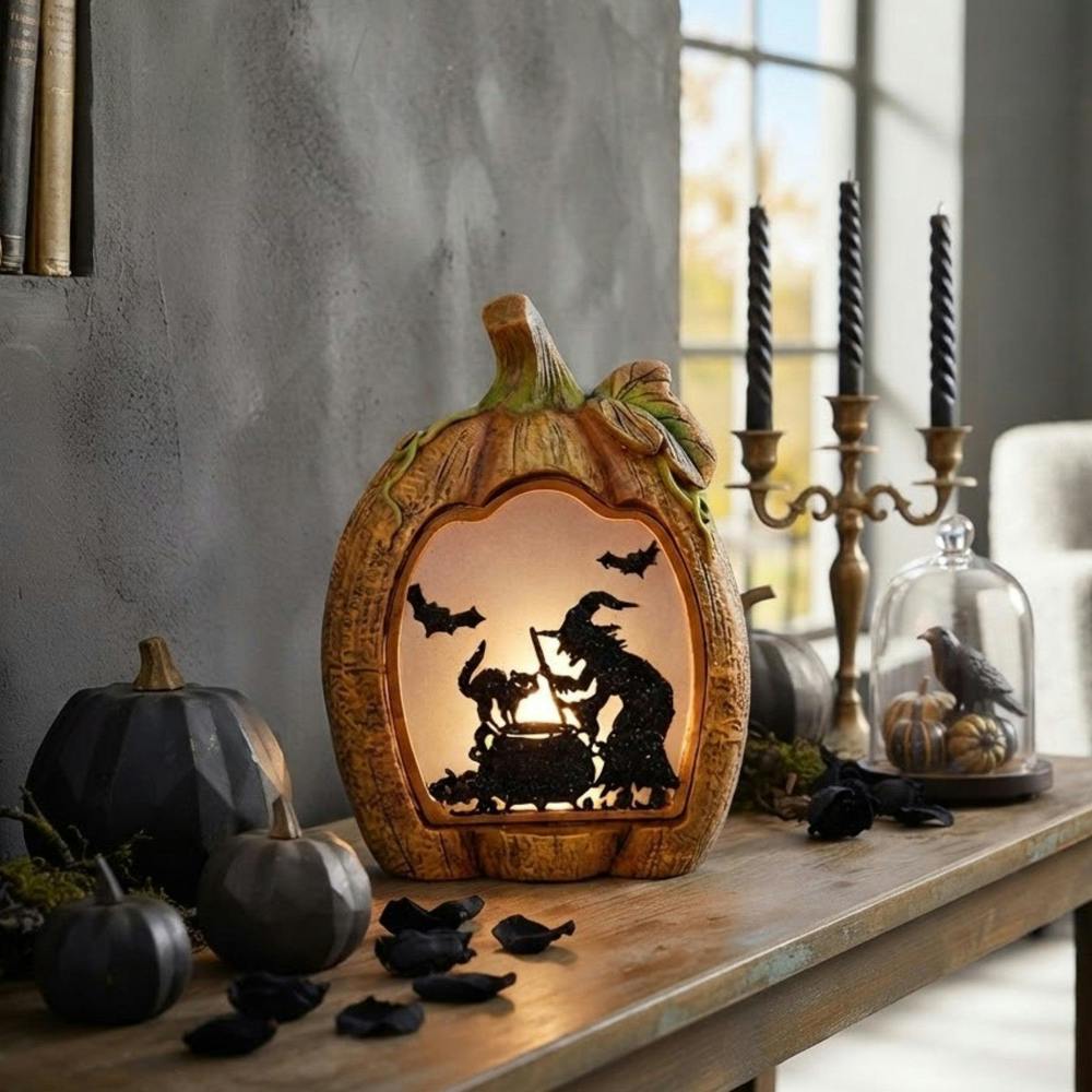 Garden Greatness Illuminated Spooky Witch Pumpkin Ornament