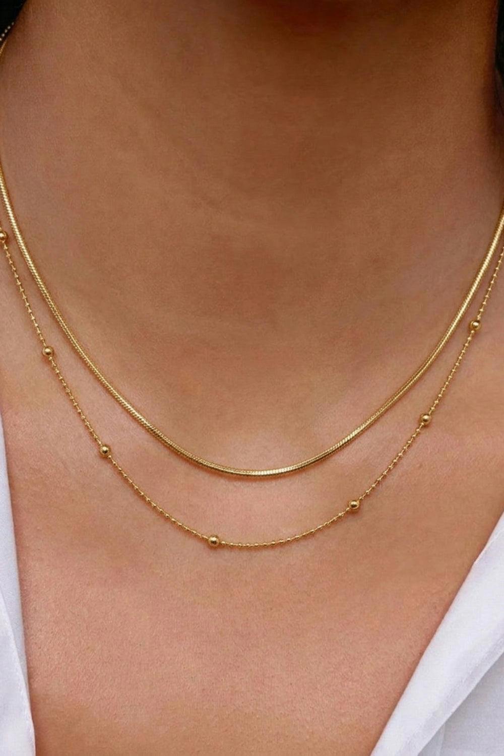Serla Gold Plated Bubble Layered Necklace