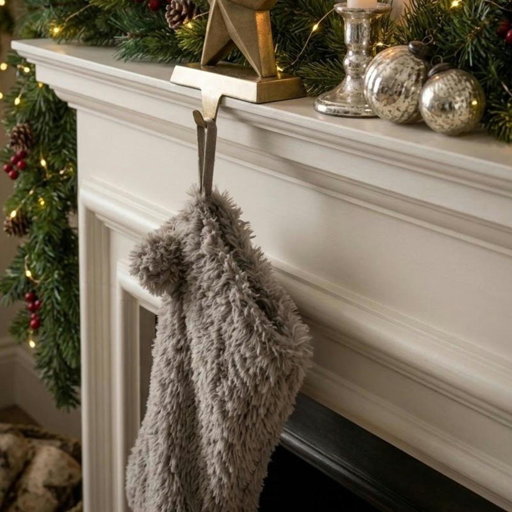 Garden Greatness Natural Faux Fur Christmas Stocking