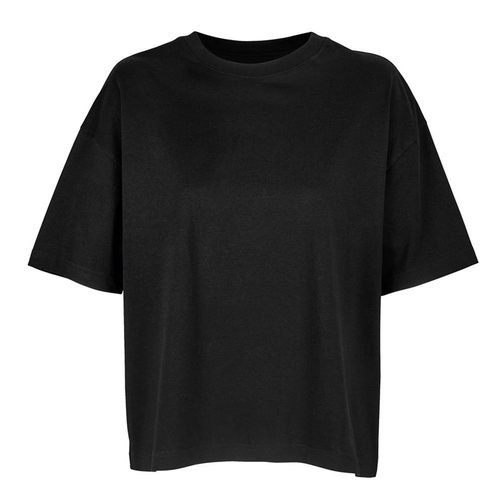 SOLS Womens/Ladies Boxy Organic Oversized T-Shirt - Deep Black - Deep Black - 100% Organic Cotton