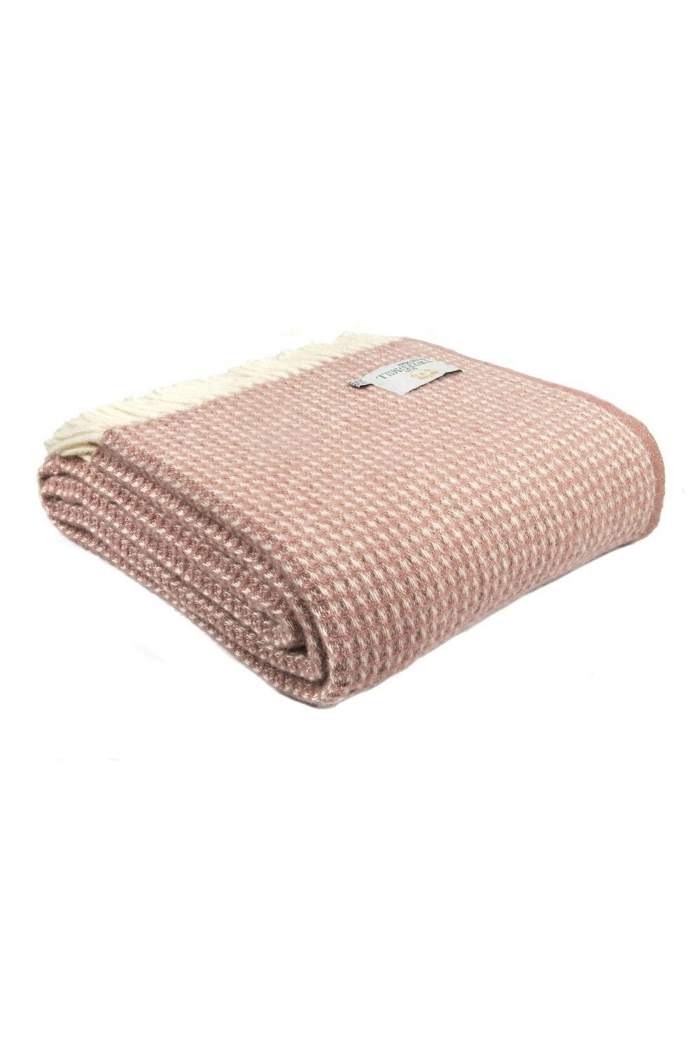 HomeSpace Direct Waffle Dusky Pink Wool Throw