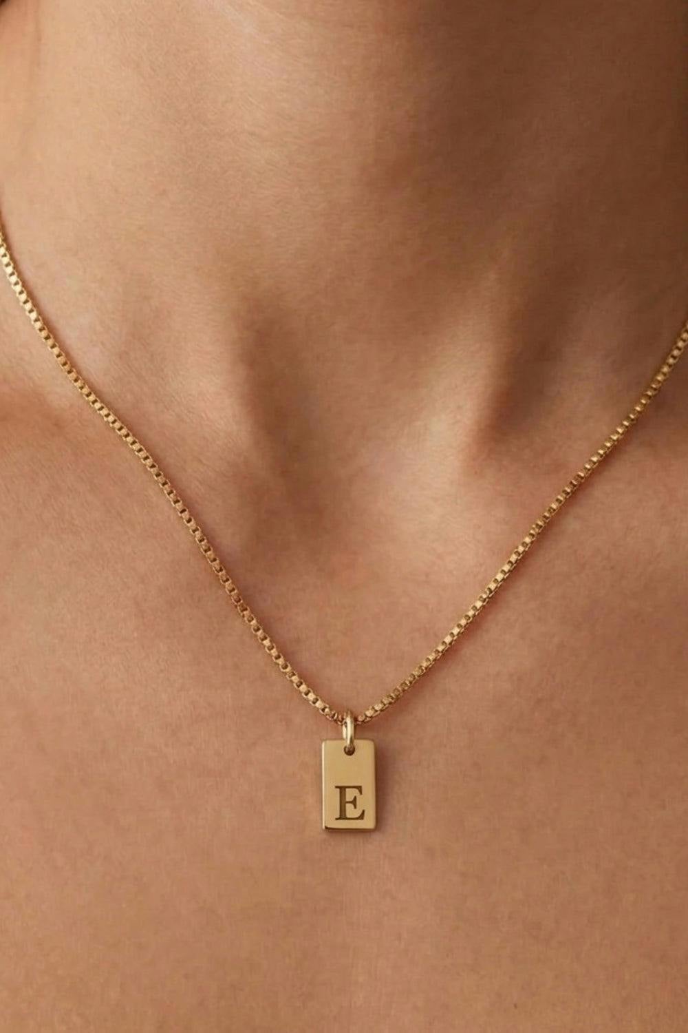 Serla Initial Pendant Gold Plated Necklace Letter E
