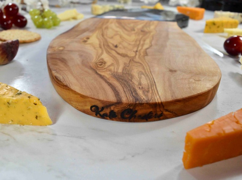 Olive Wood Board with Black Silver Resin Art - Unusual Birthday Gift Ideas - Foodie Present