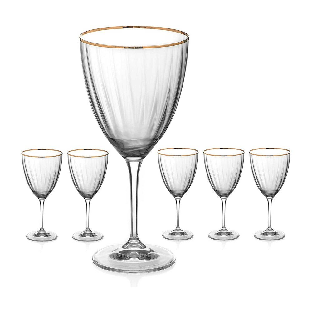 Diamante Gold Mirage Wine Glasses  - Set of 6