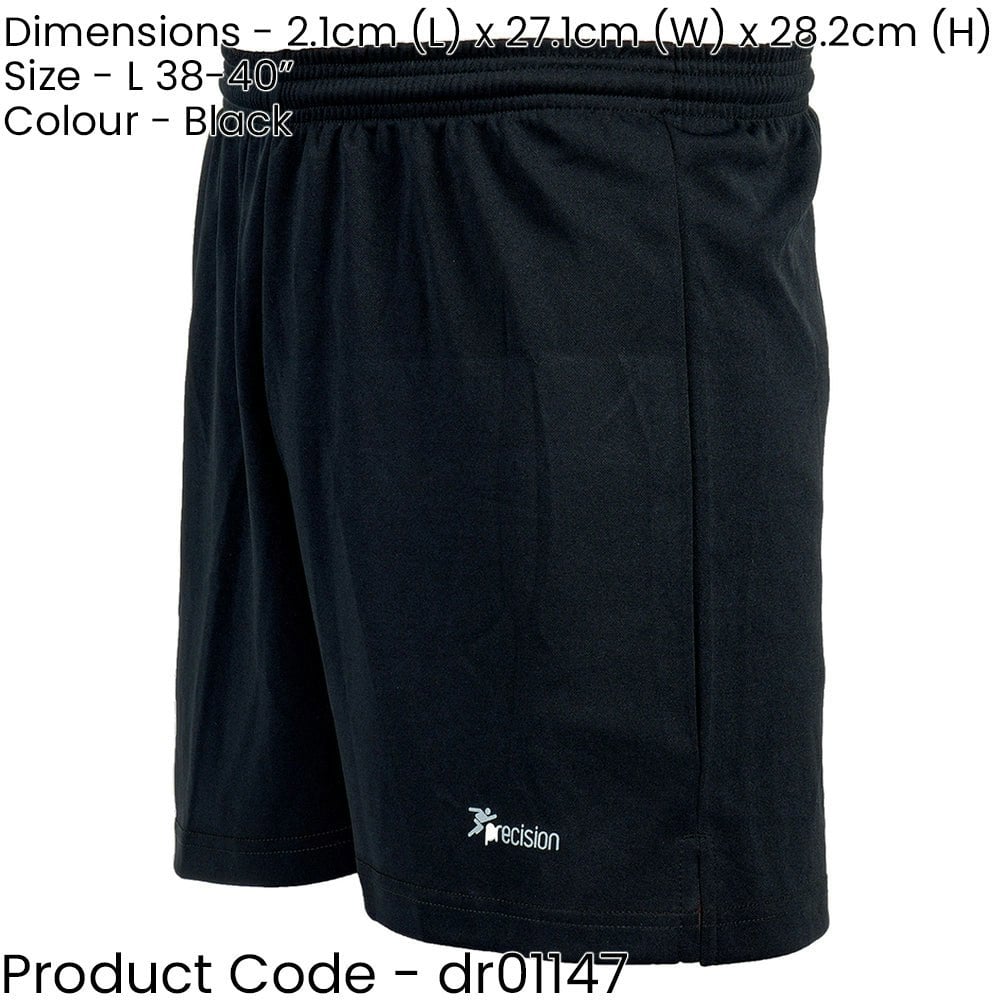 L ADULT Elastic Lightweight Football Gym Training Shorts - Plain BLACK 38-40"
