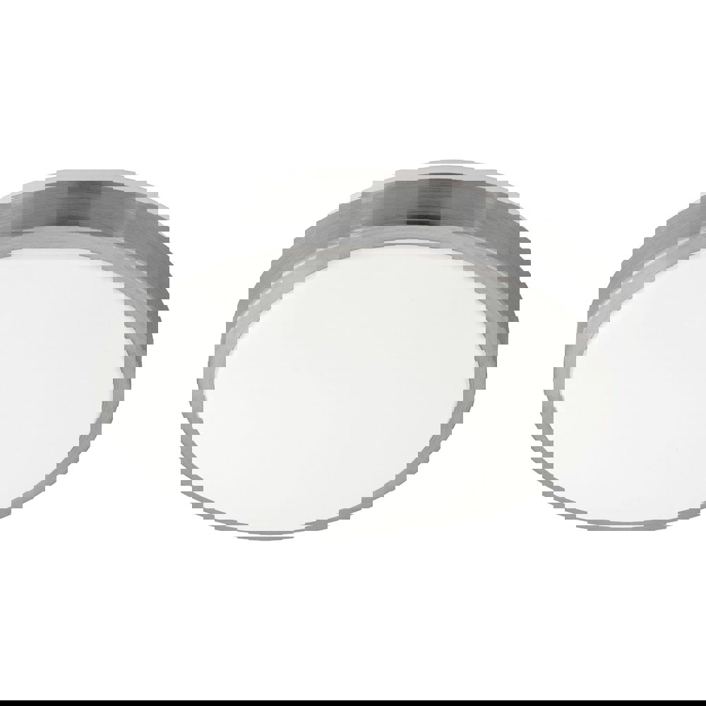 Wall Flush Ceiling Light White Shade White Satined Nickel Plastic Bulb LED 23W Loops