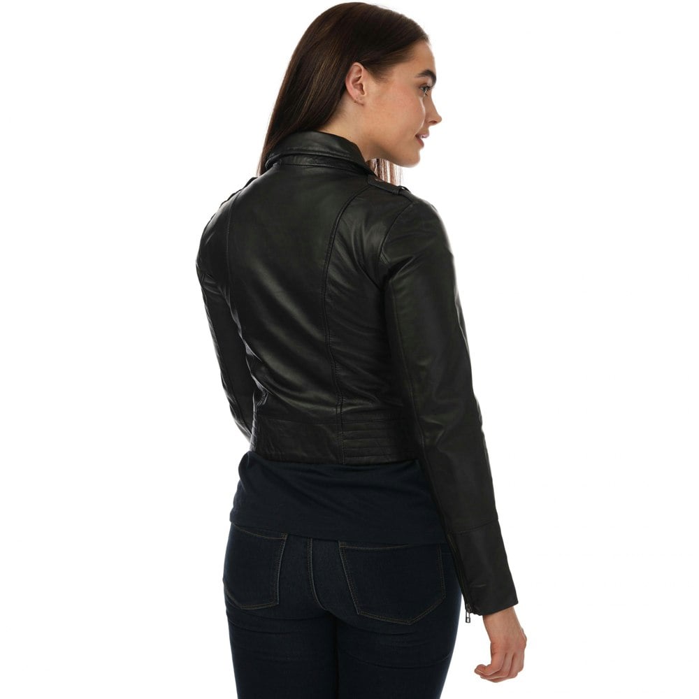 Elle Womens/Ladies Armin Leather Jacket - Black