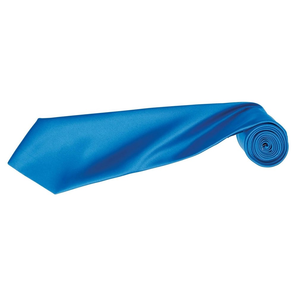 Premier Mens Plain Satin Tie (Narrow Blade) (Pack of 2) - Sapphire