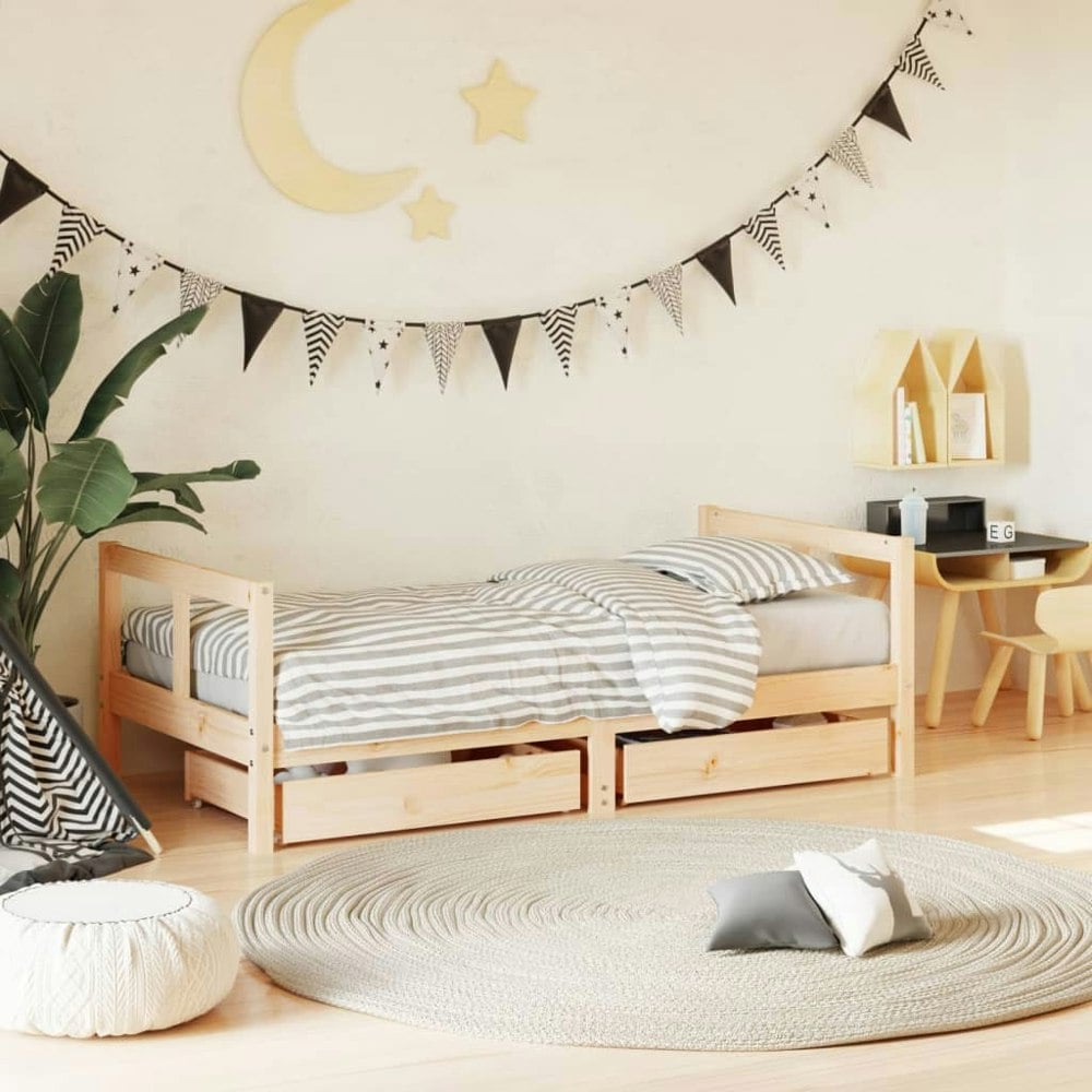 Berkfield Kids Bed Frame with Drawers 80x160 cm Solid Wood Pine
