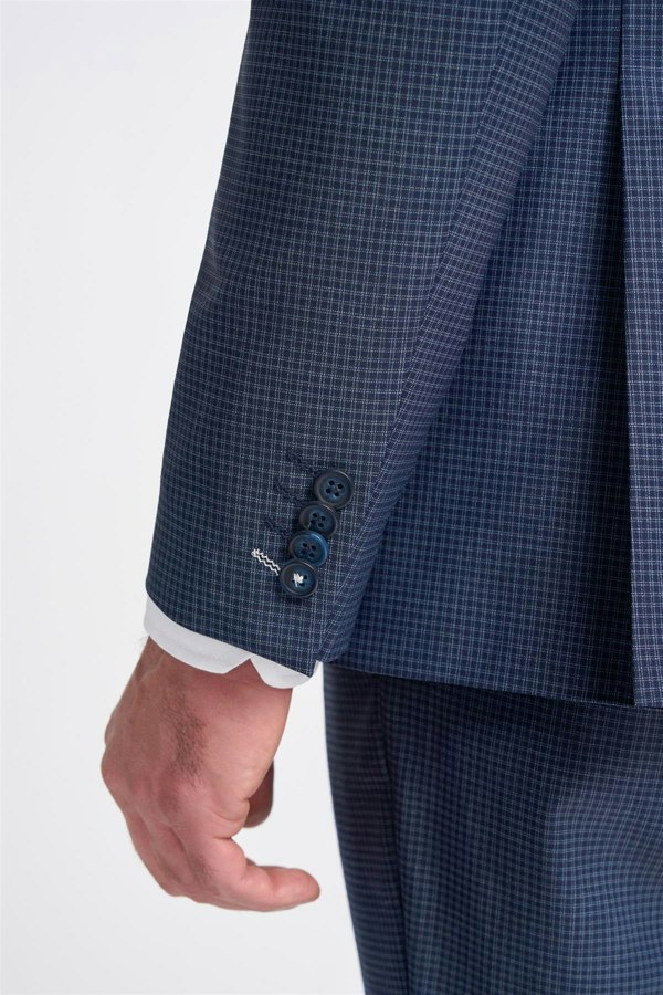 House of Cavani Bond Check Blazer - Navy