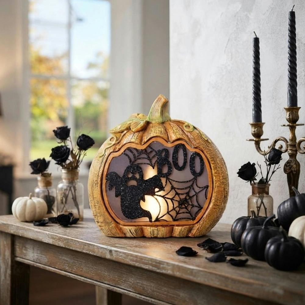 Garden Greatness Illuminated Boo Ghost Pumpkin Ornament
