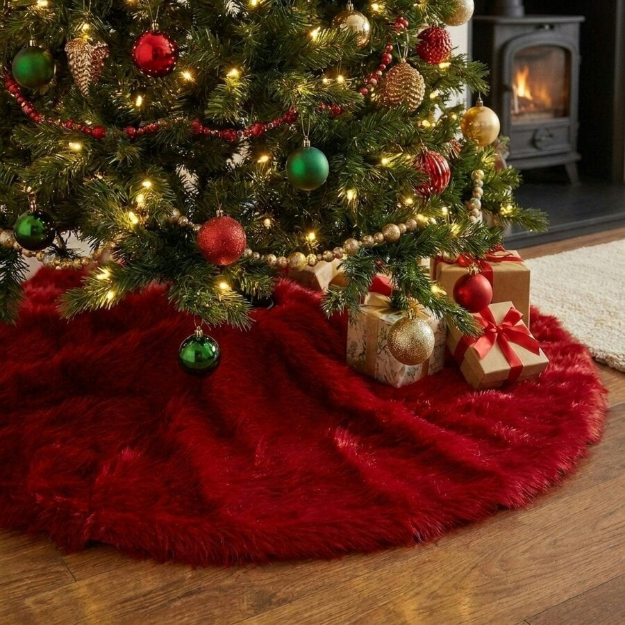 Garden Greatness Plush Faux Fur Christmas Tree Skirt