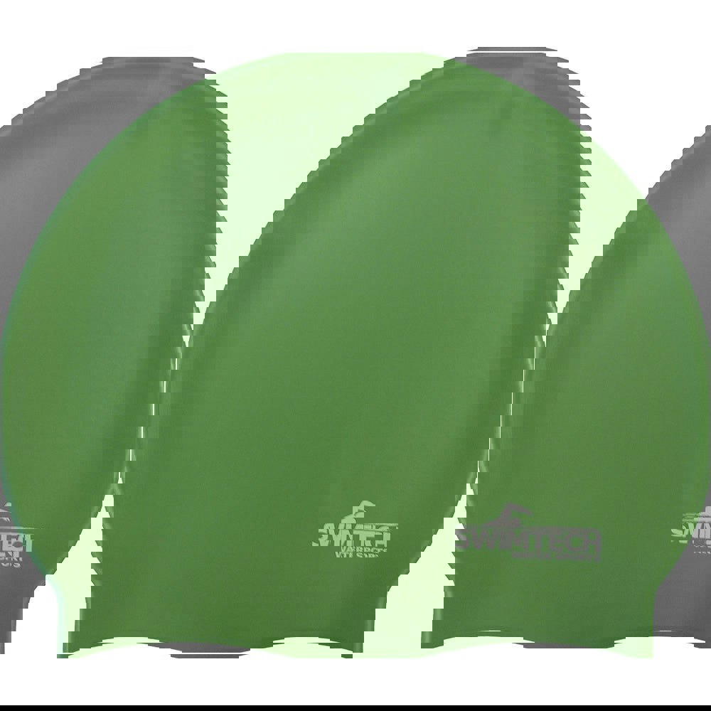 ONE SIZE Silicone Swim Cap - GREEN - Comfort Fit Unisex Swimming Hair Hat
