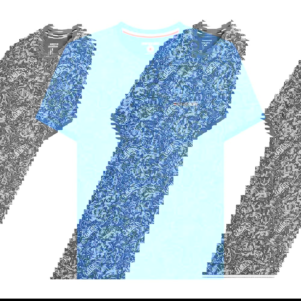 Lambretta Mens SS25 Paisley T-Shirt - Dark Blue