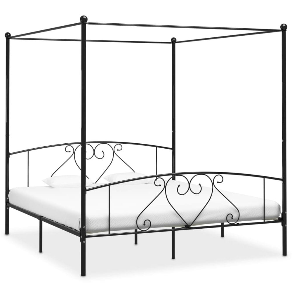 Berkfield Canopy Bed Frame Black Metal 200x200 cm