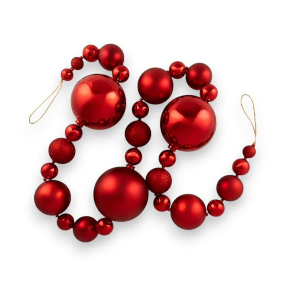 Garden Greatness Glittered Red Bauble Christmas Garland