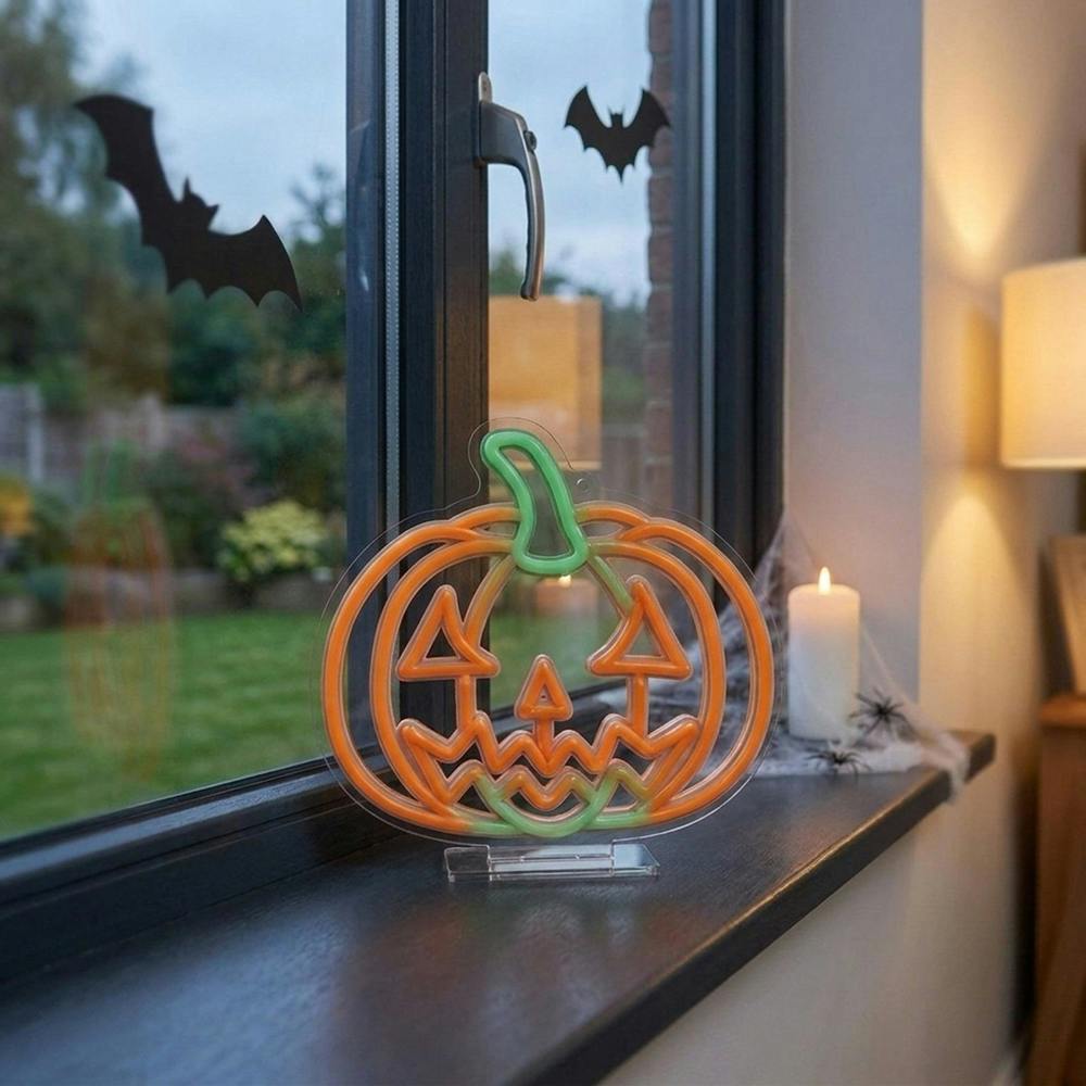 Garden Greatness Halloween Pumpkin Neon Light On Stand Statement Light