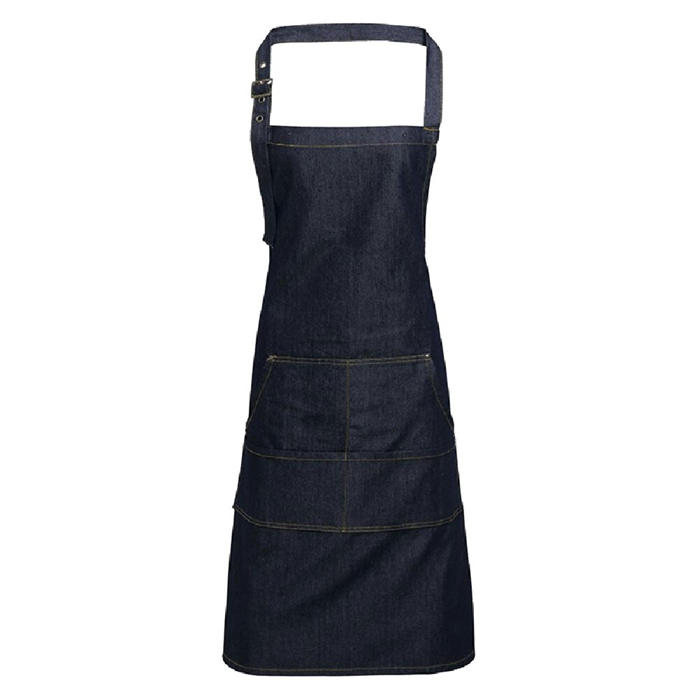 Premier Jeans Stitch Bib Apron (Pack of 2) - Indigo Denim - One Size - Indigo Denim