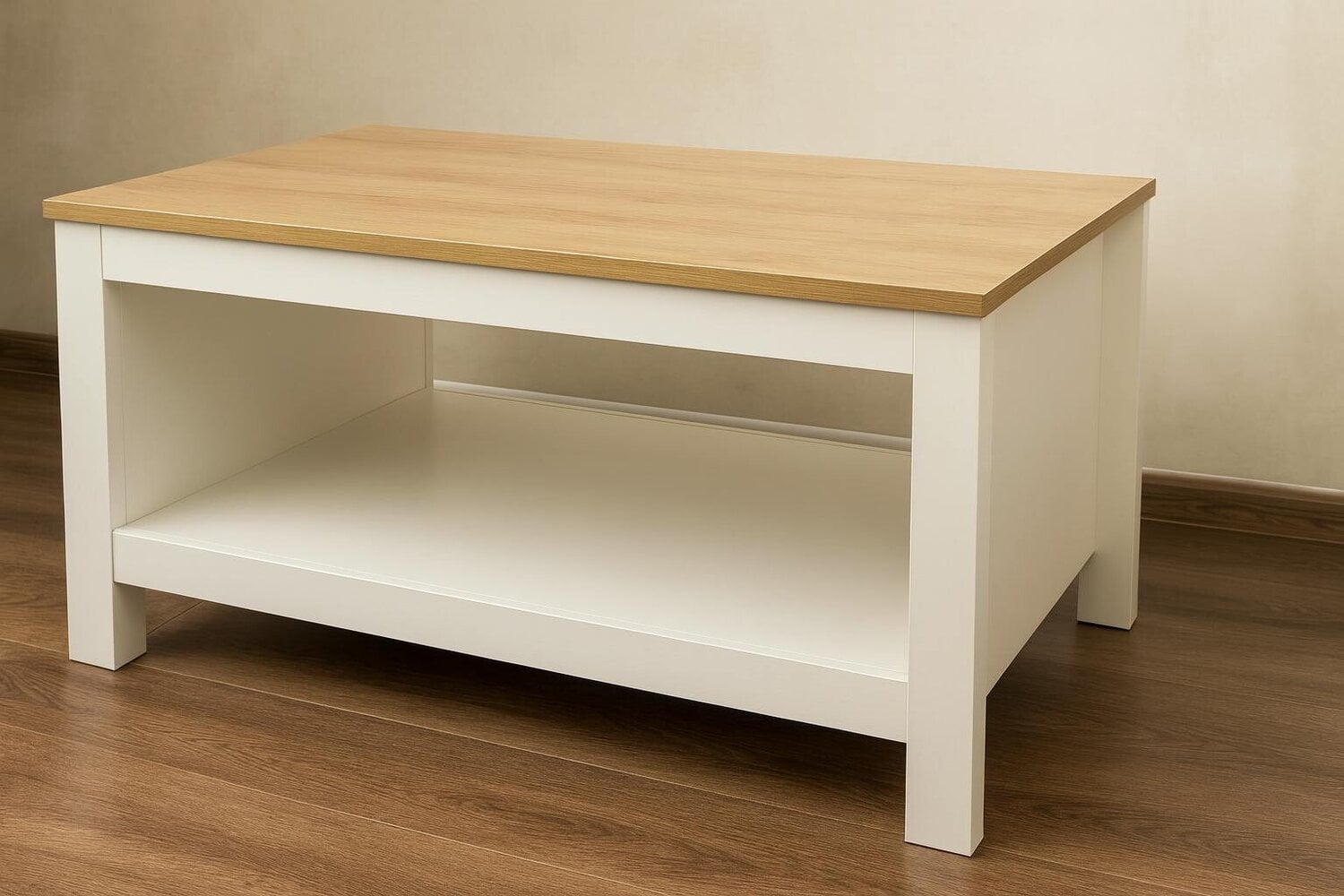 Kosy Koala Modern Coffee Table with Storage Shelf for Living Room Light Wood Finish