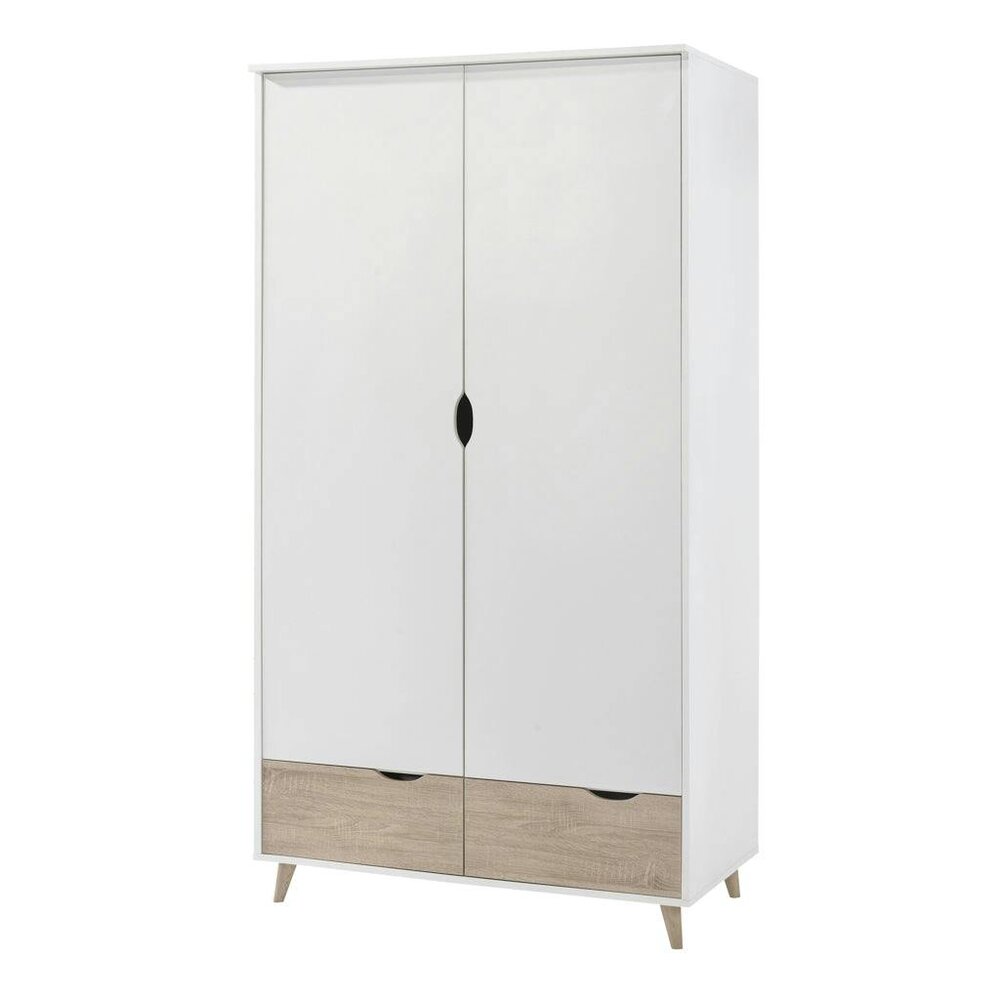 Wyld Haus Skerries 2 Door Wardrobe White and Natural Oak Wood