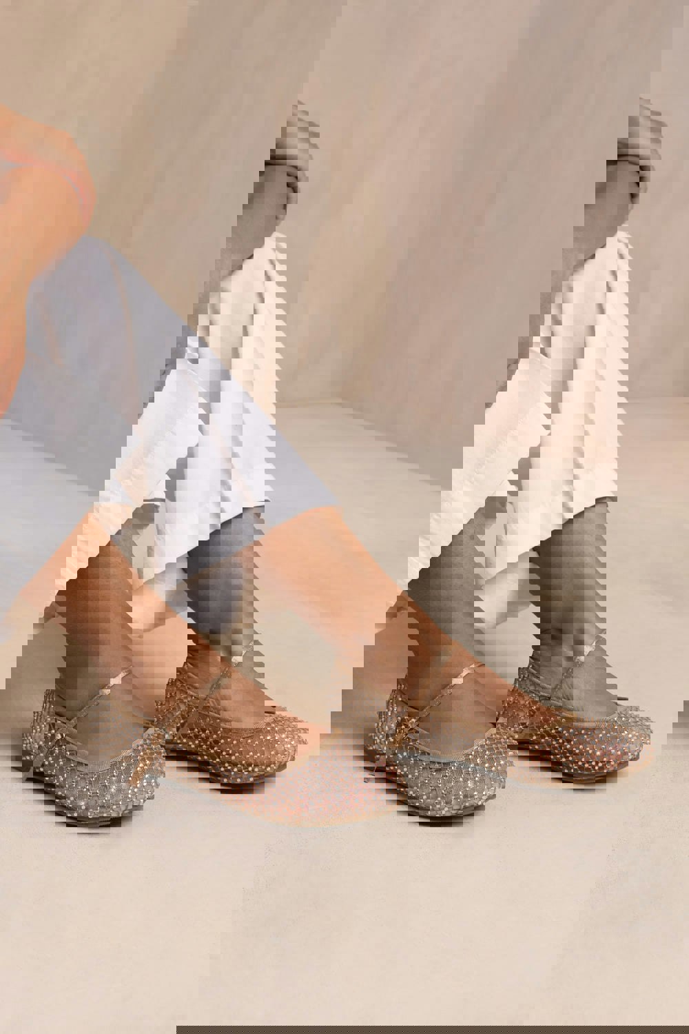 Where's That From Tennessee Diamante Detail Pump With Strap in Nude Mesh