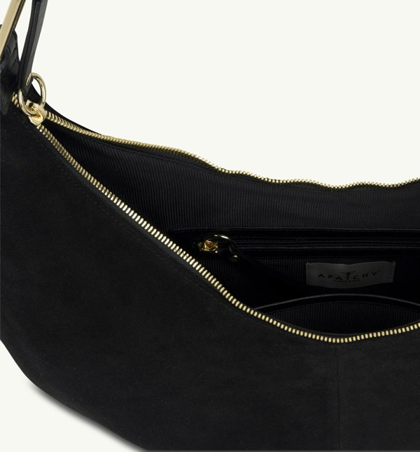 Apatchy London - Black Suede Nora Bag