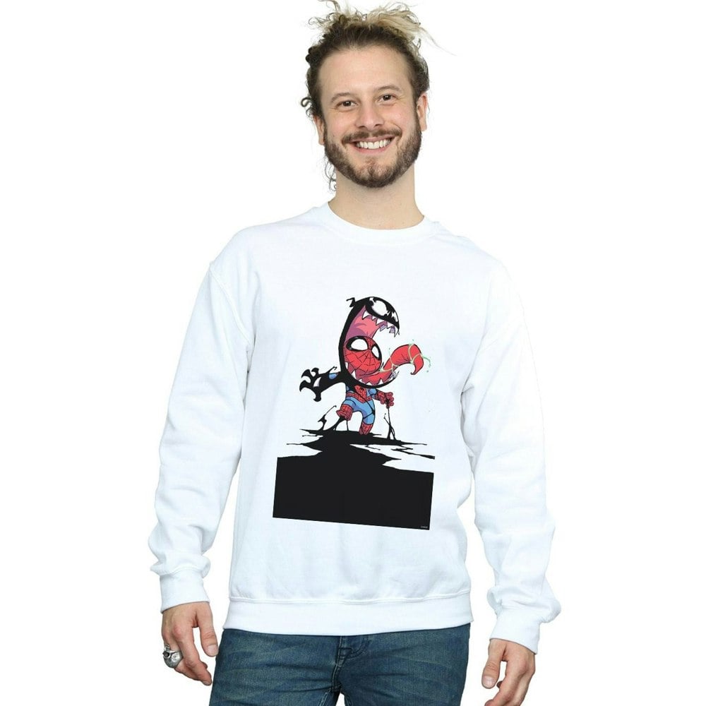 Marvel Mens Spider-Man Venom Cartoon Sweatshirt - White