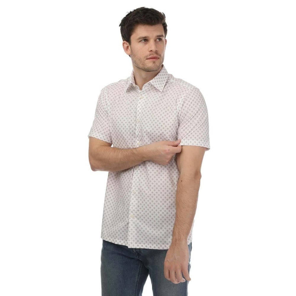 Ted Baker Mens Forter Geometric Short-Sleeved Shirt - White