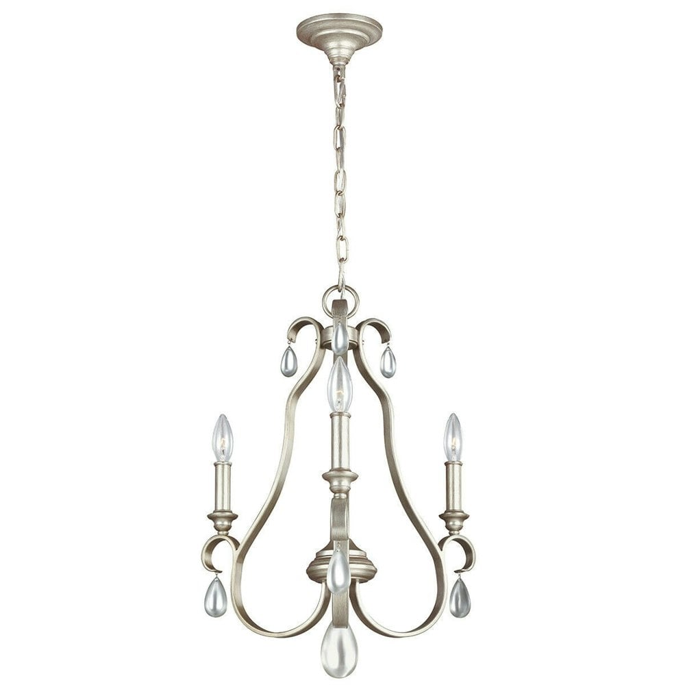 3 Bulb Chandelier Hanging Pendant LIght Sunrise Silver LED E14 60W Bulb Loops