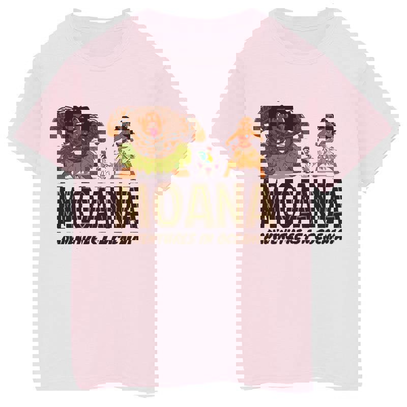 Disney Girls Moana Adventures in Oceania Cotton T-Shirt - Baby Pink