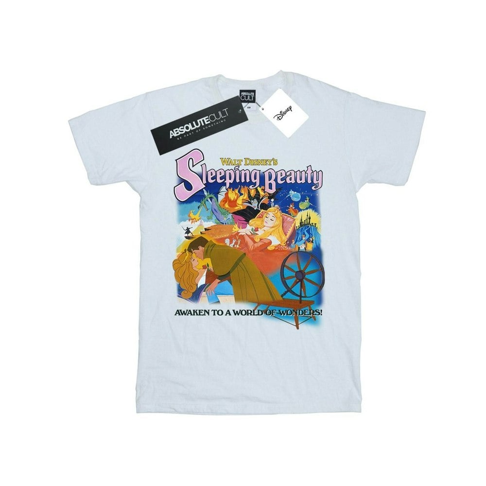 Disney Womens/Ladies Sleeping Beauty Collage Poster Cotton Boyfriend T-Shirt - White