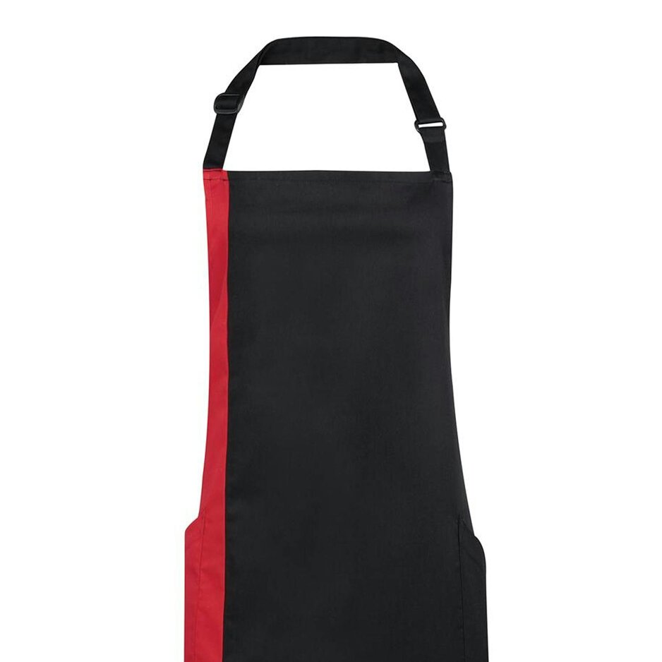 Premier Unisex Contrast Workwear Bib Apron (Pack of 2) - Black/ Red