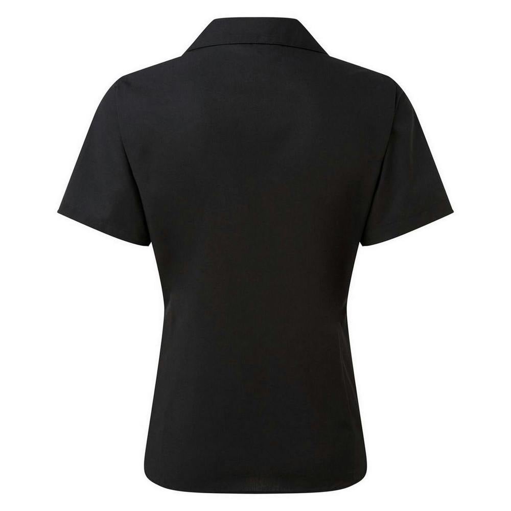 Premier Short Sleeve Poplin Blouse / Plain Work Shirt - Black