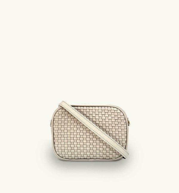 Apatchy London The Penelope Stone Woven Leather Camera Bag