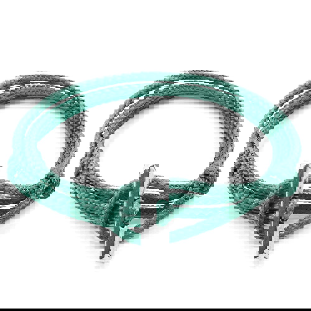Anchor & Crew Mint Green Oxford Silver and Rope Bracelet