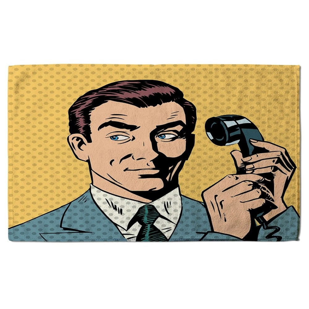 Benjamin Tate Design Male businessman talking on the phone style pop art retro (Bath Towel)