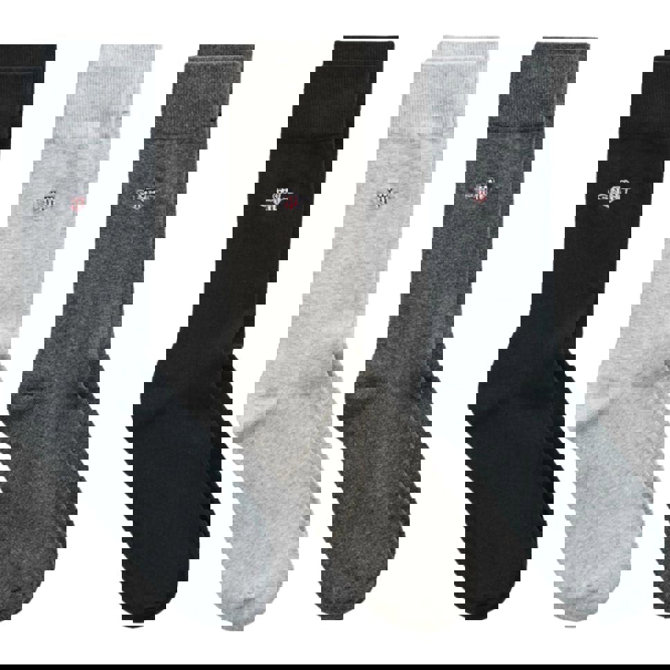 GantSocks 3 - pack3 - Pack Shield Logo Socks, Charcoal MelangeBoxers - and - Briefs.net