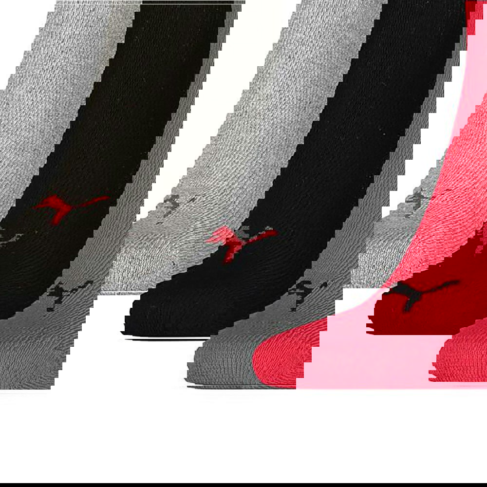 Puma Unisex Adult Quarter Training Ankle Socks (Pack of 3) - Black/Red/Grey
