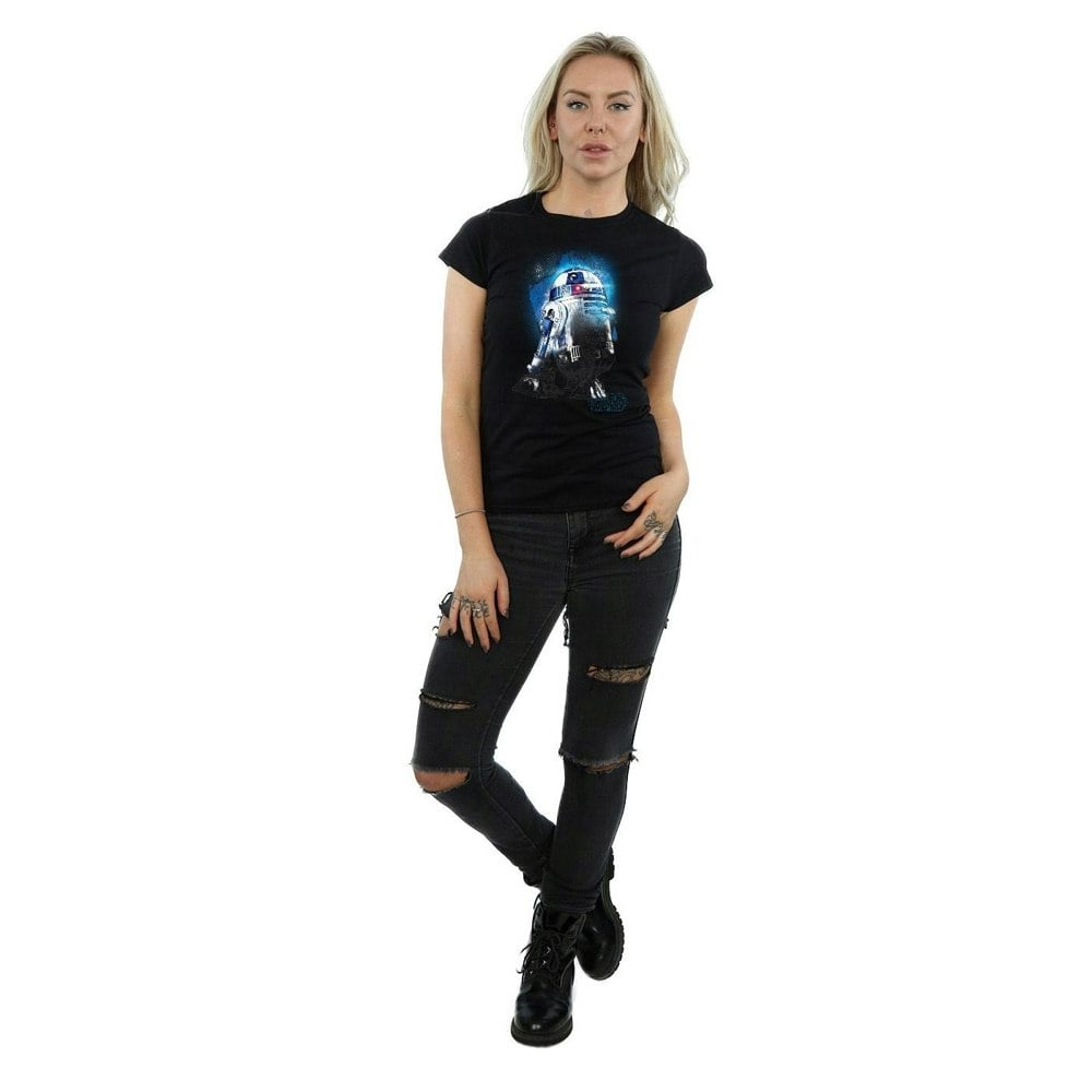 Star Wars Womens/Ladies The Last Jedi R2-D2 Brushed Cotton T-Shirt - Black
