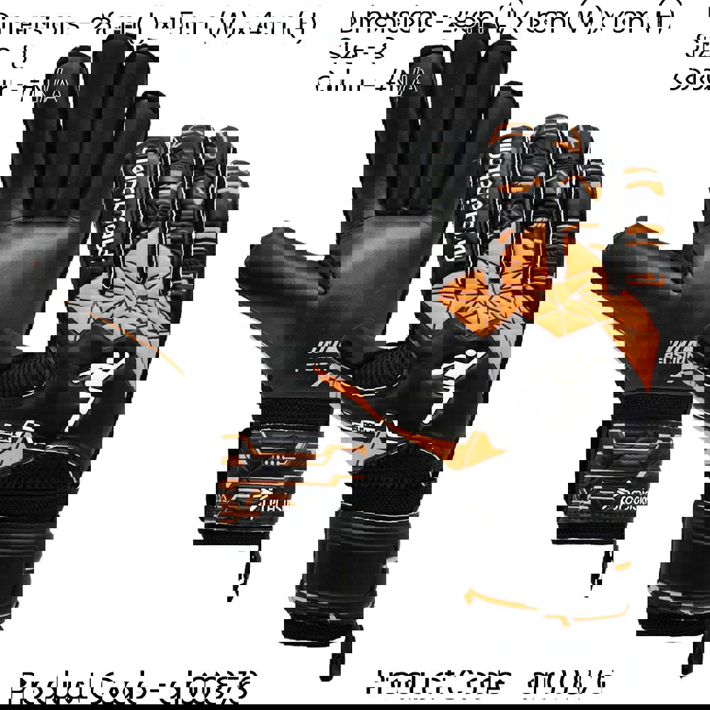 Size 8 PRO ADULT Finger Protect Goal Keeping Gloves Black/Orange Keeper Glove