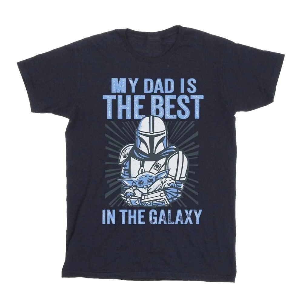 Star Wars Boys Mandalorian Best Dad T-Shirt - Navy Blue