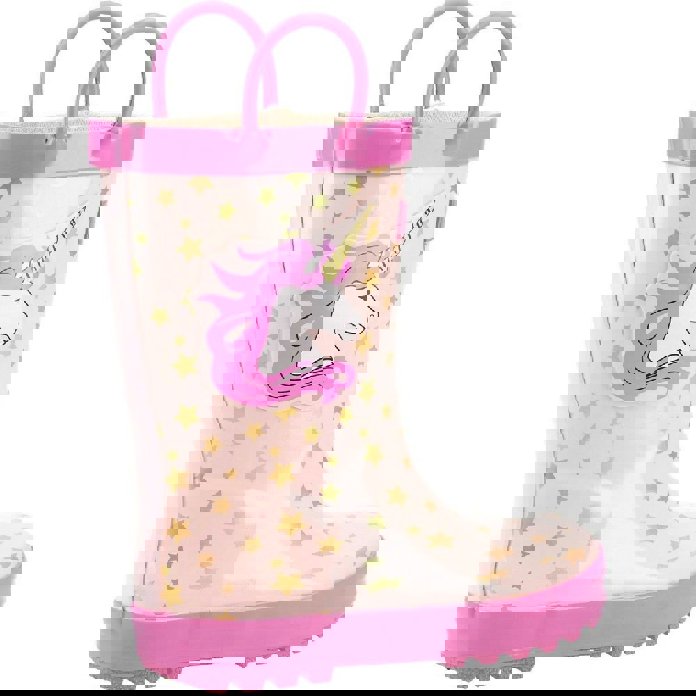 Cotswold Childrens/Kids Puddle Unicorn Wellington Boots - Pink