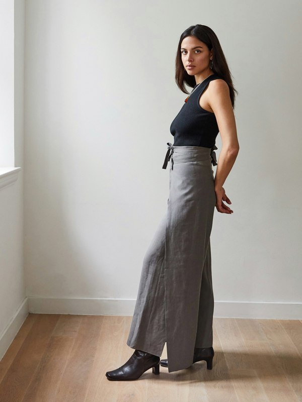 Blue Nude ~ Slow Fashion Brand - Casa Wrap Pants in Stone Grey