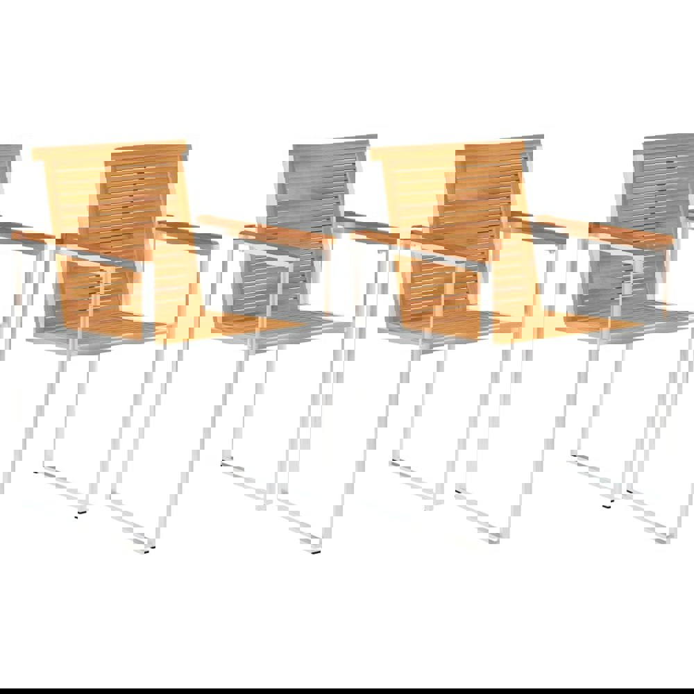 Berkfield Garden Chairs 2 pcs Solid Acacia Wood and Stainless Steel