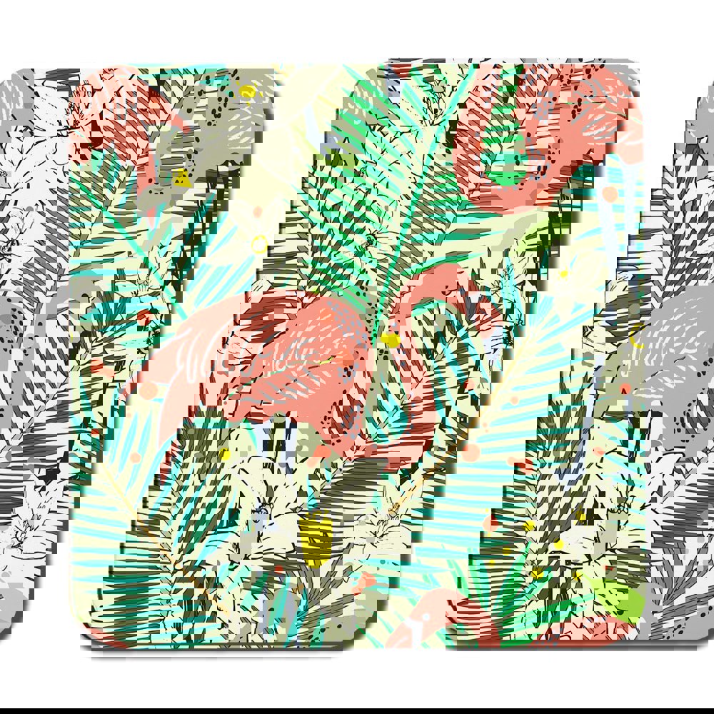 Benjamin Tate Design Abstract Flamingos with palm leaves (Coaster)