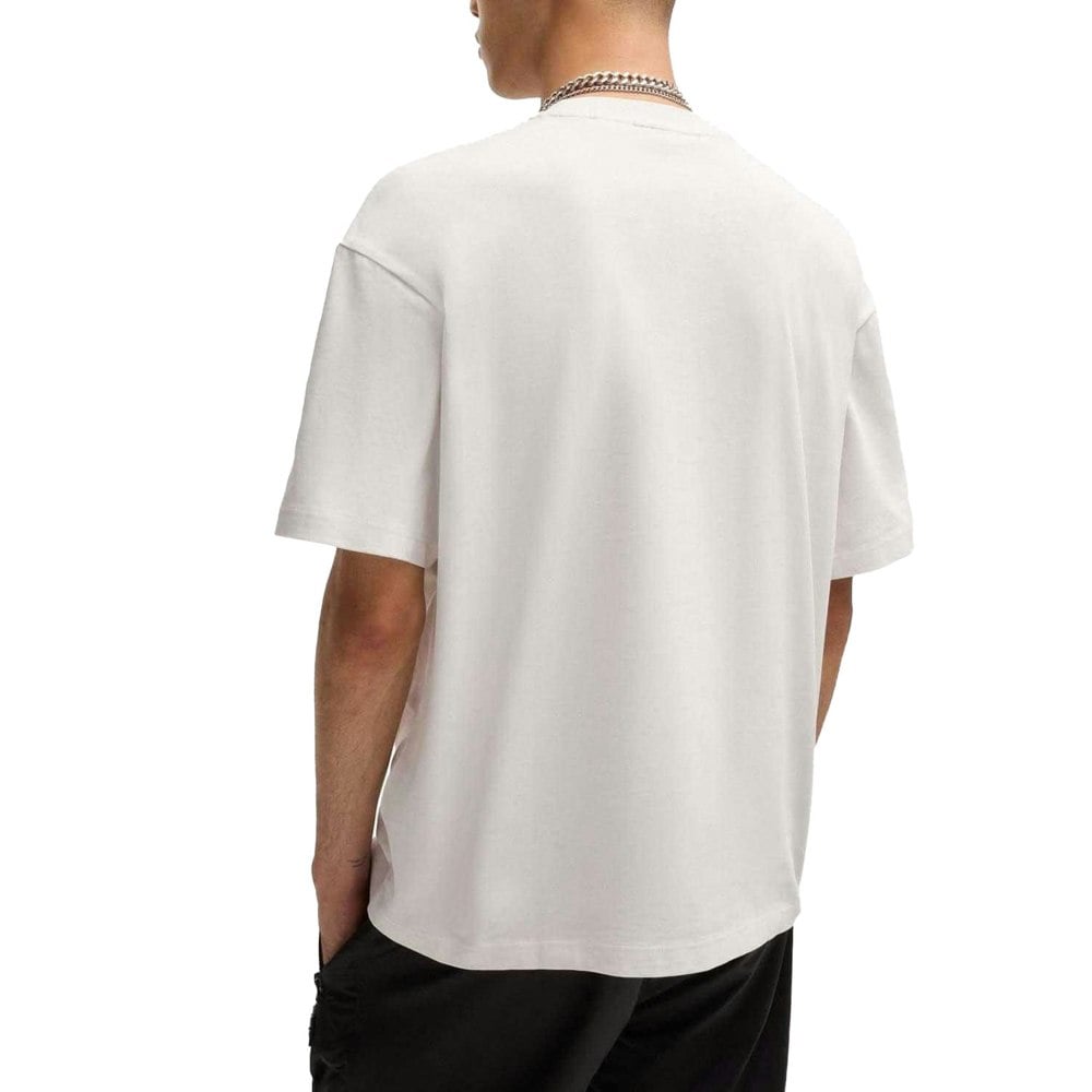 Hugo Mens Dinkee Logo Cotton Oversized T-Shirt - White